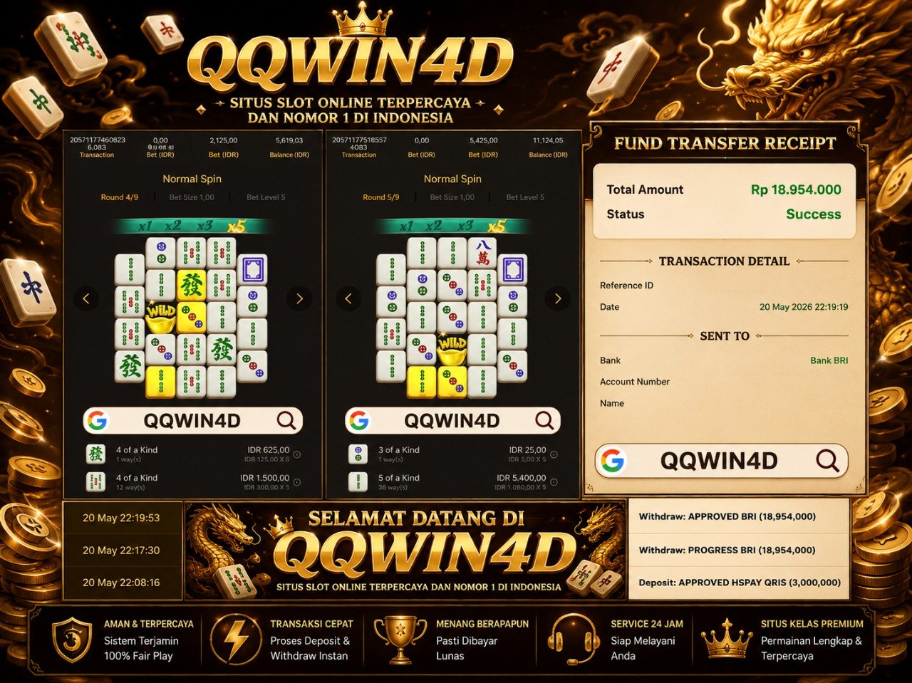 SELAMAT KEPADA MEMBER QQWIN𝟰D
DEPOSIT : RP 𝟯.𝟬𝟬𝟬.𝟬𝟬𝟬
WITHDRAW : RP 𝟭𝟴.𝟵𝟱𝟰.𝟬𝟬𝟬
LI