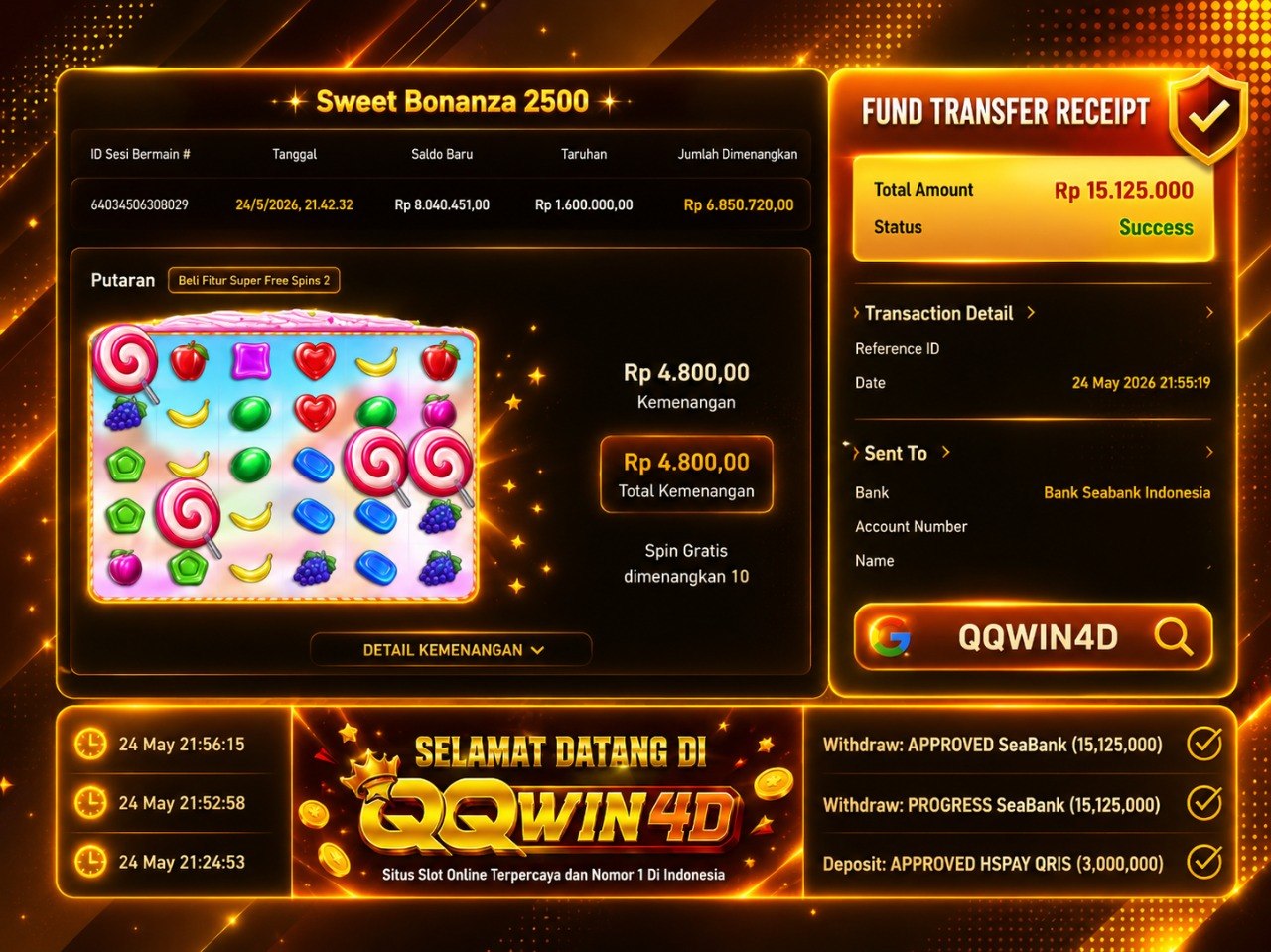 SELAMAT KEPADA MEMBER QQWIN𝟰D
DEPOSIT : RP 𝟯.𝟬𝟬𝟬.𝟬𝟬𝟬
WITHDRAW : RP 𝟭𝟱.𝟭𝟮𝟱.𝟬𝟬𝟬
LI