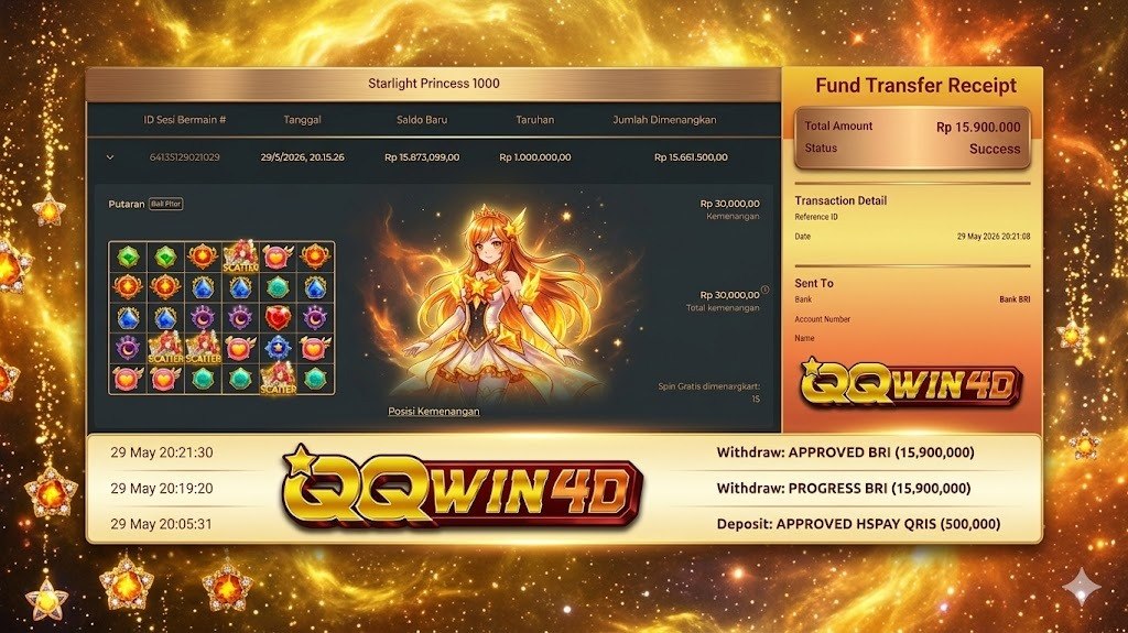SELAMAT KEPADA MEMBER QQWIN4D
DEPOSIT : RP 500.000
WITHDRAW : RP 15.900.000
LINK