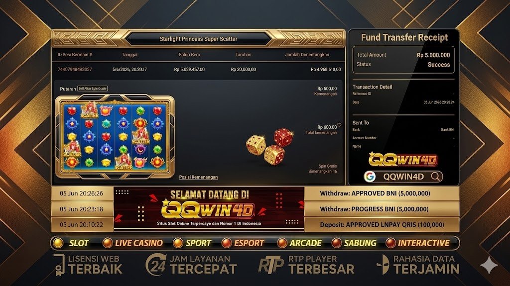 SELAMAT KEPADA MEMBER QQWIN4D
DEPOSIT : RP 100.000
WITHDRAW : RP 5.000.000
LINK 