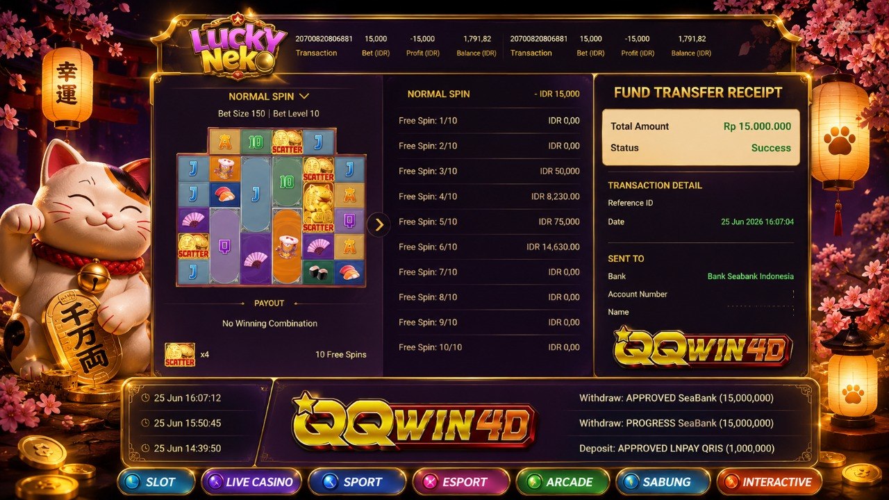 🔥 SELAMAT KEPADA MEMBER QQWIN4D 🔥
DEPOSIT : RP 1.000.000
WITHDRAW : RP 15.000.00