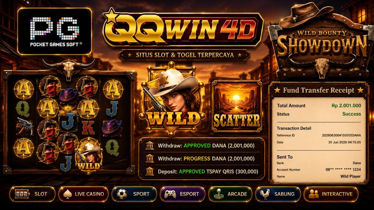 🔥 SELAMAT KEPADA MEMBER QQWIN4D 🔥
DEPOSIT : RP 300.000
WITHDRAW : RP 2.001.000
L