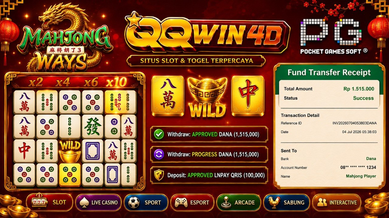 🔥 SELAMAT KEPADA MEMBER QQWIN4D 🔥
DEPOSIT : RP 100.000
WITHDRAW : RP 1.515.000
L