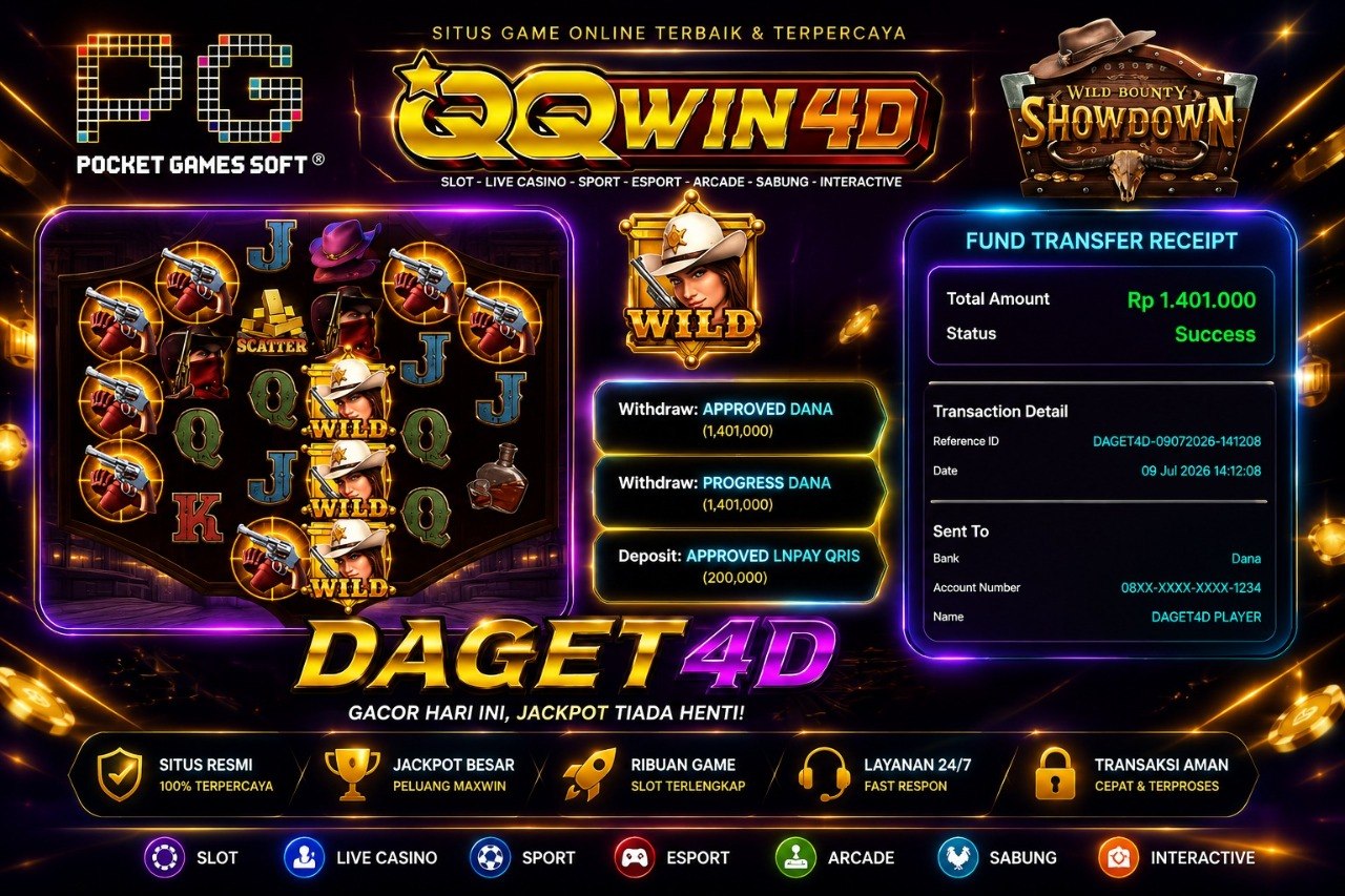 🔥 SELAMAT KEPADA MEMBER QQWIN4D 🔥
DEPOSIT : RP 200.000
WITHDRAW : RP 1.401.000
L