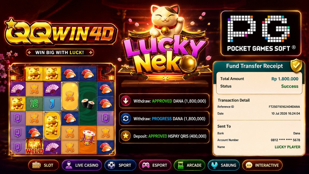 🔥 SELAMAT KEPADA MEMBER QQWIN4D 🔥
DEPOSIT : RP 400.000
WITHDRAW : RP 1.800.000
L