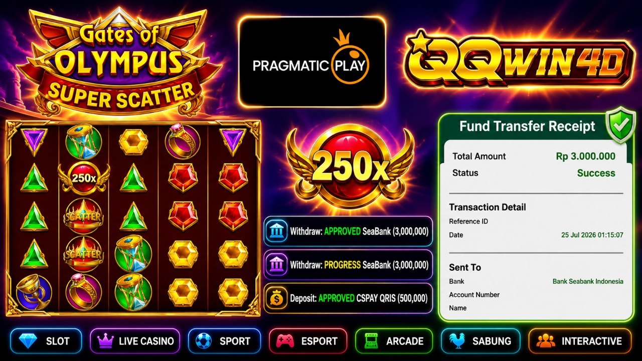 🔥 SELAMAT KEPADA MEMBER QQWIN4D 🔥
DEPOSIT : RP 500.000
WITHDRAW : RP 3.000.000
L