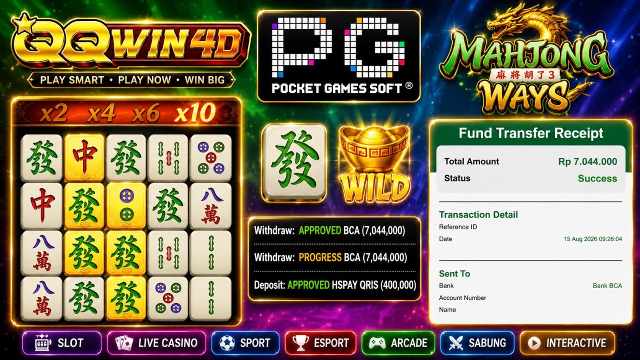 🔥 SELAMAT KEPADA MEMBER QQWIN4D 🔥
DEPOSIT : RP 400.000
WITHDRAW : RP 7.044.000
L