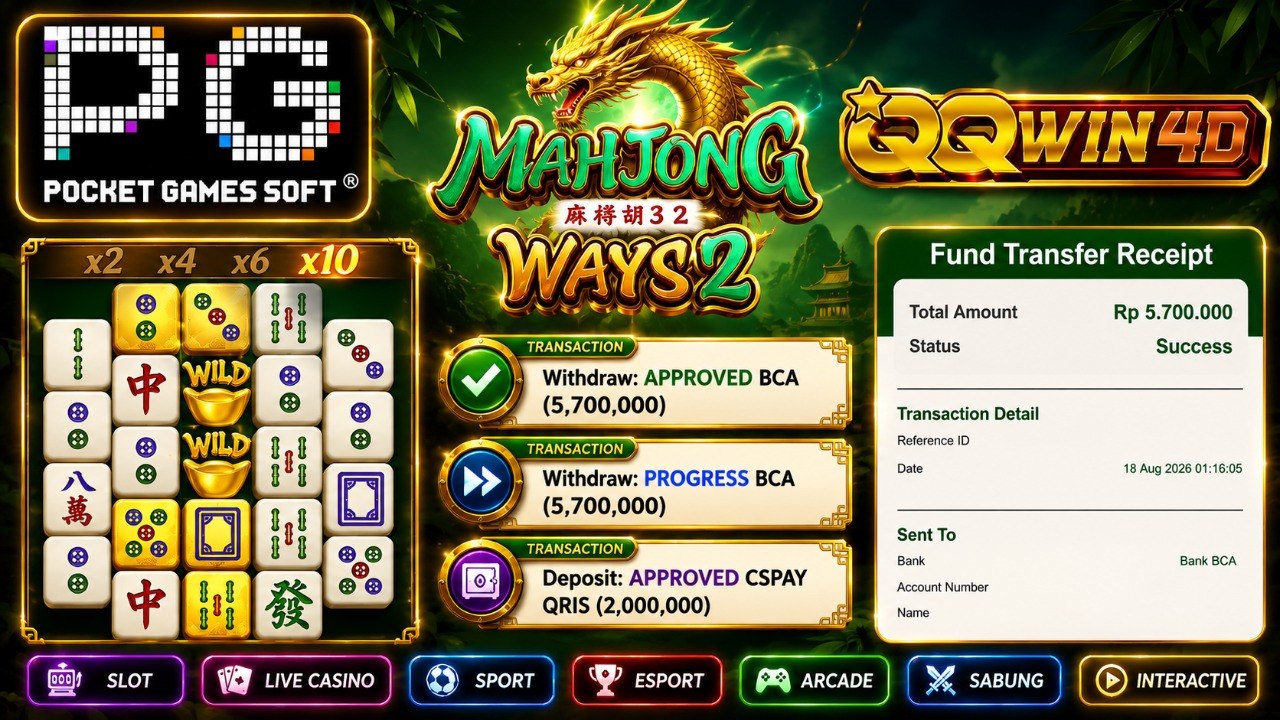 🔥 SELAMAT KEPADA MEMBER QQWIN4D 🔥
DEPOSIT : RP 2.000.000
WITHDRAW : RP 5.700.000