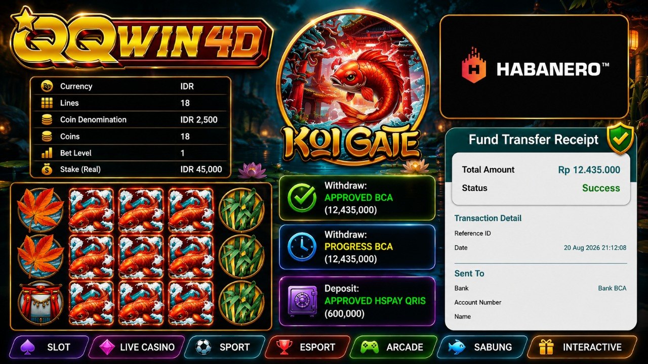 🔥 SELAMAT KEPADA MEMBER QQWIN4D 🔥
DEPOSIT : RP 600.000
WITHDRAW : RP 12.435.000
