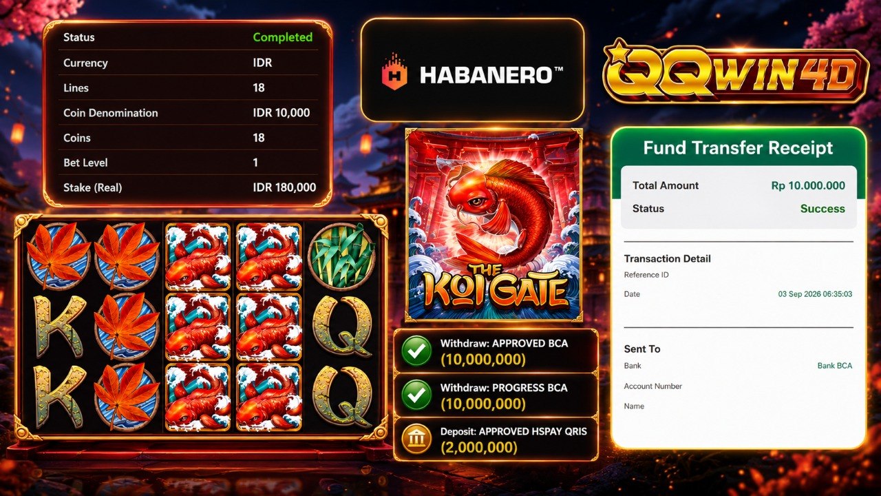 🔥 SELAMAT KEPADA MEMBER QQWIN4D 🔥
DEPOSIT : RP 2.000.000
WITHDRAW : RP 10.000.00