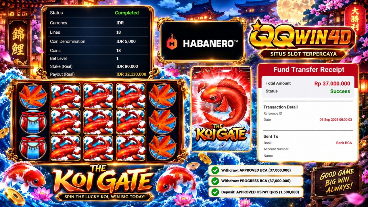 🔥 SELAMAT KEPADA MEMBER QQWIN4D 🔥
DEPOSIT : RP 1.500.000
WITHDRAW : RP 37.000.00